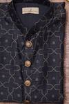 Buy_All Boy Couture_Blue Muslin, Cotton, Silk Embroidery Navy Geometric Print Kurta Set _Online_at_Aza_Fashions