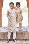 Buy_All Boy Couture_White Muslin, Cotton, Silk Embroidery Organza Kurta With Pyjama_at_Aza_Fashions