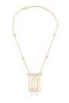 Shop_Joules By Radhika_Gold Plated Pearl And Cubic Zirconia Pendant Necklace _at_Aza_Fashions