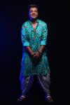 Buy_PUNIT BALANA_Blue Satin Silk Printed Floral Motifs Kurta Set _at_Aza_Fashions