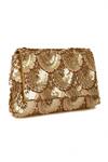 The Purple Sack_Gold Embroidery, Sequins Clutch With Sling _Online_at_Aza_Fashions