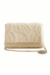 Buy The Purple Sack White Embroidery Pearl Clutch With Sling at Aza Fashions Buy_The Purple Sack_White Embroidery Pearl Clutch With Sling _at_Aza_Fashions