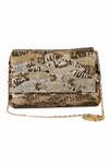 Buy_The Purple Sack_Brown Sequins Eelina Zing Embroidered Clutch With Sling _at_Aza_Fashions