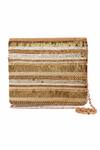 Buy The Purple Sack Beige Embroidery, Sequins Aafreen Clutch With Sling at Aza Fashions Buy_The Purple Sack_Beige Embroidery, Sequins Aafreen Clutch With Sling _at_Aza_Fashions