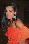Kangana Trehan_Orange Crisp Taffeta Embellished Off Shoulder Dress_Online_at_Aza_Fashions