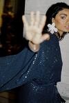 Kangana Trehan_Blue Georgette Sequin Embellished Wrap Dress_Online_at_Aza_Fashions