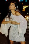 Buy_Kangana Trehan_Silver Net Sequin Embellished Wrap Dress_Online_at_Aza_Fashions