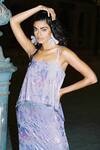 Kangana Trehan_Purple Foil Georgette Metallic Chandelier Dress_Online_at_Aza_Fashions