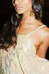 Kangana Trehan_Peach Foil Georgette Metallic Chandelier Dress_Online_at_Aza_Fashions