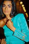 Buy_Kangana Trehan_Blue Blue One Shoulder Draped Dress_Online_at_Aza_Fashions