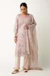 Buy_Roze_Beige Cotton Sheen Floral Print Kurta Set_Online_at_Aza_Fashions