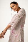 Shop_Roze_Beige Cotton Sheen Floral Print Kurta Set_Online_at_Aza_Fashions
