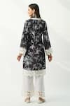 Shop_Roze_Black Velvet Printed Floral V Neck Parsia Kurta And Palazzo Set _at_Aza_Fashions