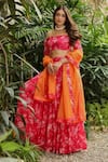 Roze Pink Organza Floral Print One Shoulder Rabhya Lehenga Set Online at Aza Fashions Roze_Pink Organza Floral Print One Shoulder Rabhya Lehenga Set _Online_at_Aza_Fashions