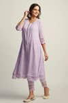 Buy_Roze_Purple Crinkle Cotton Embroidered Lace Work Round Mahjabeen Kurta _at_Aza_Fashions