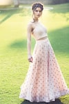 Aaryaa By Kashveen Kohli_Pink Skirt Chanderi And Top Sequin & Sweetheart & Bustier Set _Online_at_Aza_Fashions
