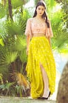 Buy Aaryaa By Kashveen Kohli Green Skirt Linen Silk And Blouse Lucknowi Georgette Satin Draped & Set at Aza Fashions Buy_Aaryaa By Kashveen Kohli_Green Skirt Linen Silk And Blouse Lucknowi Georgette Satin Draped & Set _at_Aza_Fashions