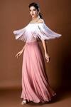 Shop_Aaryaa By Kashveen Kohli_Pink Polyester Fringe And Pants Georgette, Top Crepe Round & Palazzo Set _at_Aza_Fashions