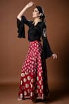 Buy_Aaryaa By Kashveen Kohli_Black Shirt Crepe And Palazzo Muslin Slub Print & Embroidery Placement & Set _at_Aza_Fashions