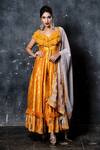Buy Aaryaa By Kashveen Kohli Yellow Anarkali Silk Chanderi, Pants Cotton Stretch And Dupatta Shimmer Set at Aza Fashions Buy_Aaryaa By Kashveen Kohli_Yellow Anarkali Silk Chanderi, Pants Cotton Stretch And Dupatta Shimmer Set _at_Aza_Fashions