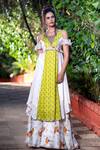Buy_Aaryaa By Kashveen Kohli_Green Kurta Modal And Palazzo Satin Floral Print Anarkali & Set _at_Aza_Fashions