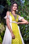 Aaryaa By Kashveen Kohli_Green Kurta Modal And Palazzo Satin Floral Print Anarkali & Set _Online_at_Aza_Fashions