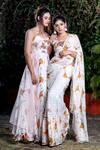 Buy Aaryaa By Kashveen Kohli White Crepe And Net & Blouse , Saree Pepper Floral Print & Sequin With Online at Aza Fashions Buy_Aaryaa By Kashveen Kohli_White Crepe And Net & Blouse , Saree Pepper Floral Print & Sequin With _Online_at_Aza_Fashions
