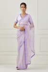 Buy_Label Nitika_Purple Silk Organza Saree With Blouse_at_Aza_Fashions