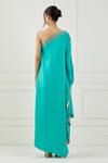 Shop_Label Nitika_Green Satin One Shoulder Dress_at_Aza_Fashions