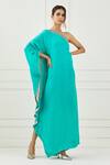 Label Nitika_Green Satin One Shoulder Dress_Online_at_Aza_Fashions