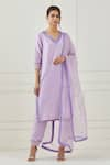 Buy_Label Nitika_Purple Chanderi Embroidered Sequin V Neck Kurta Set  _at_Aza_Fashions