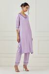 Label Nitika_Purple Chanderi Embroidered Sequin V Neck Kurta Set  _Online_at_Aza_Fashions