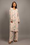 Buy_Sailex_Pink Double Georgette Floral Print Kurta And Palazzo Set_at_Aza_Fashions