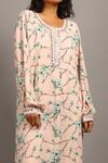 Sailex_Pink Double Georgette Floral Print Kurta And Palazzo Set_Online_at_Aza_Fashions
