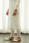 Shop_Roze_White 100% Cotton Embroidered Floral V Neck Mahajabeen Kurta Set _at_Aza_Fashions