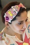 Shop_Payal Singhal Accessories_Pink Embroidered Hairband_Online_at_Aza_Fashions