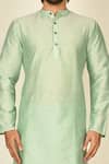 Samyukta Singhania_Green Cotton Silk Plain Full Sleeve Kurta Set_at_Aza_Fashions