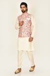 Buy_Samyukta Singhania_Multi Color Cotton Silk Printed Floral Bundi And Kurta Set For Men_at_Aza_Fashions