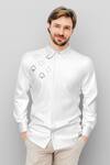 Shop_HeSpoke_White 100% Cotton Embroidered Play Card Motifs Trump Shirt For Men_at_Aza_Fashions