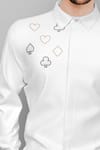 Buy_HeSpoke_White 100% Cotton Embroidered Play Card Motifs Trump Shirt For Men_Online_at_Aza_Fashions