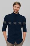 Buy_HeSpoke_Blue 100% Cotton Printed Animal The Tuskers Shirt _at_Aza_Fashions