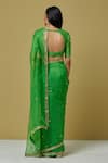 Shop_Ikshita Choudhary_Green Chanderi Printed Bandhani Round Embroidered Saree With Blouse For Women_at_Aza_Fashions