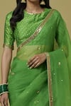 Shop_Ikshita Choudhary_Green Chanderi Embroidered Floral Saree_Online_at_Aza_Fashions