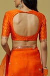 Ikshita Choudhary_Orange Chanderi Printed Bandhani Round Embroidered Saree With Blouse_at_Aza_Fashions