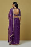 Shop_Ikshita Choudhary_Purple Organza Printed Bandhani Embroidered Saree With Blouse For Women_at_Aza_Fashions
