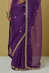 Buy_Ikshita Choudhary_Purple Organza Printed Bandhani Embroidered Saree With Blouse For Women_Online_at_Aza_Fashions