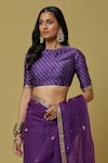 Shop_Ikshita Choudhary_Purple Organza Printed Bandhani Embroidered Saree With Blouse For Women_Online_at_Aza_Fashions
