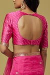 Ikshita Choudhary_Pink Organza Printed Bandhani Embroidered Saree With Blouse For Women_at_Aza_Fashions