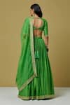 Shop_Ikshita Choudhary_Green Chanderi Sequin, Bandhani Lehenga_at_Aza_Fashions