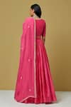 Shop_Ikshita Choudhary_Pink Chanderi Printed Bandhani Lehenga_at_Aza_Fashions